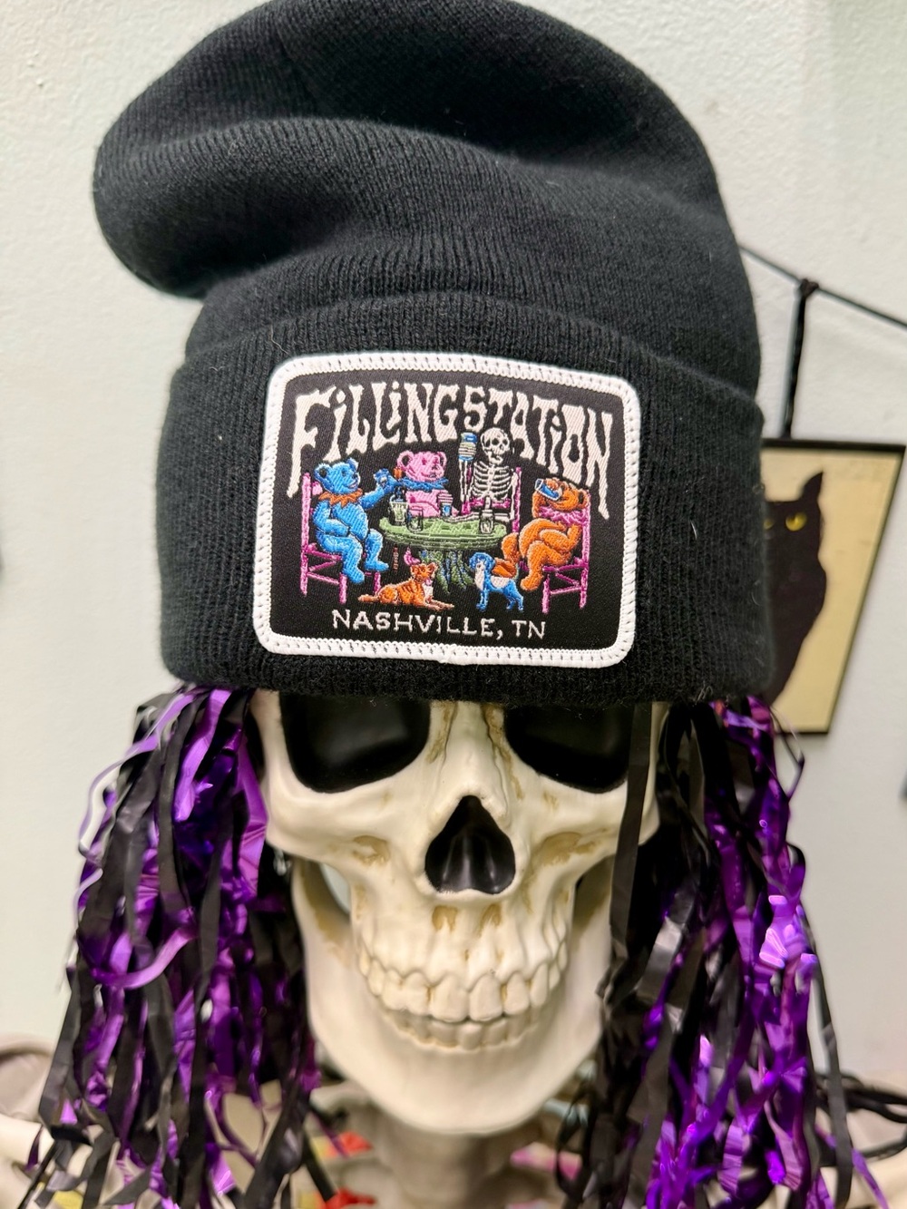 Grateful Dead Black Beanie with Multicolor Dancing Bears Patch